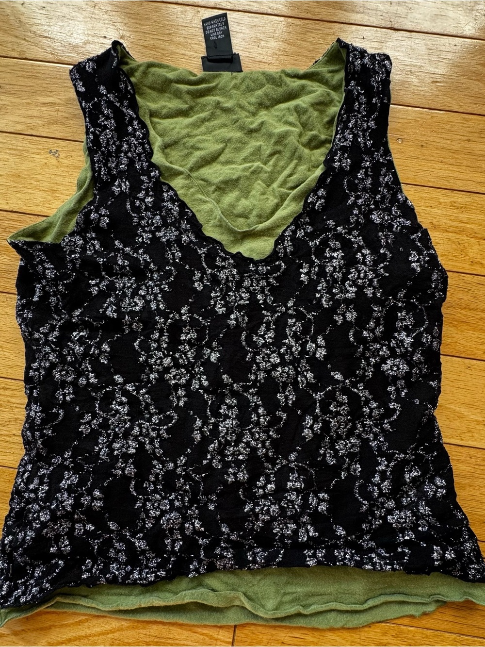 Vintage Y2K INC International Concepts Metallic Lace Tank Top